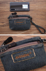 Blue Denim Womens Mini Shoulder Bags Keys Coin Wallet Crossbody Bag Denim Wirstlet Purse
