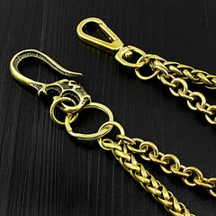 Badass Gold Double Long Skull Biker Wallet Chain Pants Chain wallet Chain For Men