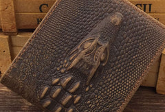 Dragon Genuine Leather Mens Wallet  Alligator Pattern Cool billfold Slim Bifold Wallet Card Wallet Purse for Mens