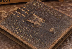 Dragon Genuine Leather Mens Wallet  Alligator Pattern Cool billfold Slim Bifold Wallet Card Wallet Purse for Mens