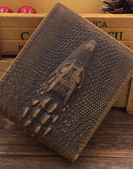 Dragon Genuine Leather Mens Wallet  Alligator Pattern Cool billfold Slim Bifold Wallet Card Wallet Purse for Mens