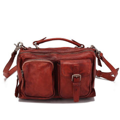 Vintage WOmens Leather Small Satchel Shoulder Bag Brown Womens Leather Handbag for Ladies