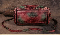Vintage Womens Leather Handbags Red Side Bag Brown SHoulder Bag Purse for Ladies