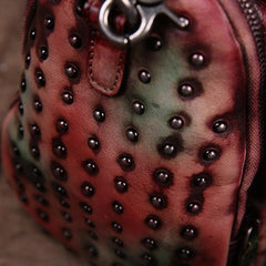 Hand-Dyed Vintage Womens Leather Handbags Brown Side Bag Red SHoulder Bag Purse for Ladies