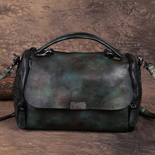Vintage Womens Leather Handbags Brown Side Bag Red SHoulder Bag Purse for Ladies DD84201104
