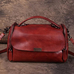 Vintage Womens Leather Handbags Brown Side Bag Red SHoulder Bag Purse for Ladies