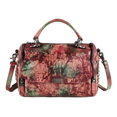 Vintage Womens Leather Handbags Red Side Bag Brown SHoulder Bag Purse for Ladies