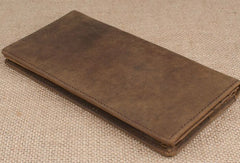 Handmade men leather long wallet Vintage bifold brown wallet clutch purse For Men
