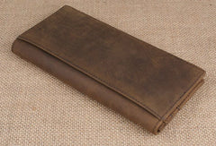 Handmade men leather long wallet Vintage bifold brown wallet clutch purse For Men - EverHandmade