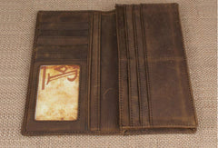 Handmade men leather long wallet Vintage bifold brown wallet clutch purse For Men - EverHandmade