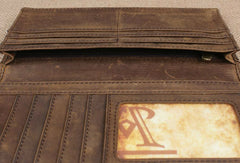 Handmade men leather long wallet Vintage bifold brown wallet clutch purse For Men - EverHandmade