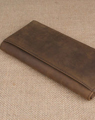 Handmade men leather long wallet Vintage bifold brown wallet clutch purse For Men - EverHandmade