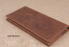 Handmade leather long wallet Vintage bifold brown Long wallet clutch purse For Men