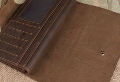 Handmade leather long wallet Vintage bifold brown Long wallet clutch purse For Men - EverHandmade