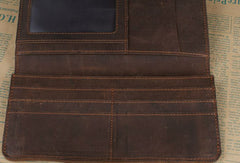 Handmade leather long wallet Vintage bifold brown Long wallet clutch purse For Men - EverHandmade