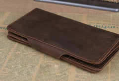Handmade leather long wallet Vintage bifold brown Long wallet clutch purse For Men - EverHandmade