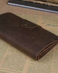 Handmade leather long wallet Vintage bifold brown Long wallet clutch purse For Men - EverHandmade