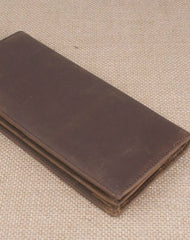 Handmade men leather long wallet Vintage bifold dark brown wallet clutch purse - EverHandmade