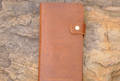 Handmade men leather Vintage brown trifold wallet men long wallet purse clutch - EverHandmade