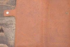 Handmade men leather Vintage brown trifold wallet men long wallet purse clutch - EverHandmade