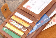 Handmade men leather Vintage brown trifold wallet men long wallet purse clutch - EverHandmade