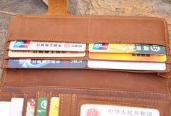 Handmade men leather Vintage brown trifold wallet men long wallet purse clutch - EverHandmade