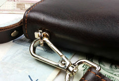 Leather men clutch Vintage brown coffee zip clutch men long wallet purse clutch