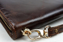 Leather men clutch brown modern brown zip clutch men long wallet purse clutch