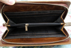 Leather men clutch brown modern brown zip clutch men long wallet purse clutch