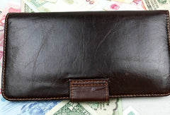 Leather men dark brown vintage clutch men multi card holders long wallet purse - EverHandmade
