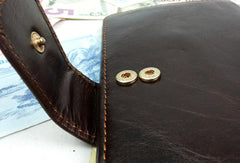 Leather men dark brown vintage clutch men multi card holders long wallet purse - EverHandmade