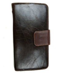 Leather men dark brown vintage clutch men multi card holders long wallet purse - EverHandmade