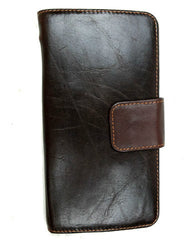 Leather men dark brown vintage clutch men multi card holders long wallet purse