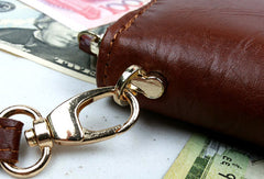 Leather men clutch brown vintage red brown zip clutch men long wallet purse clutch
