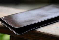 Leather Men long wallet Vintage bifold coffee Long wallet clutch purse For Men