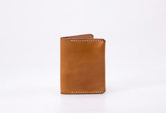 Handmade vintage black brown minimalist slim leather billfold wallet for men him - EverHandmade