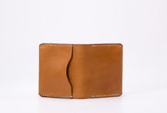Handmade vintage black brown minimalist slim leather billfold wallet for men him - EverHandmade