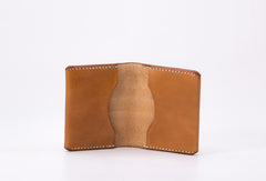 Handmade vintage black brown minimalist slim leather billfold wallet for men him - EverHandmade