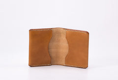 Handmade vintage black brown minimalist slim leather billfold wallet for men him