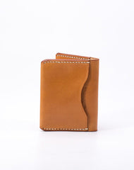 Handmade vintage black brown minimalist slim leather billfold wallet for men him - EverHandmade