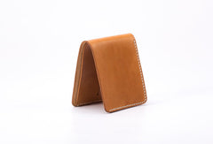 Handmade vintage black brown minimalist slim leather billfold wallet for men him - EverHandmade