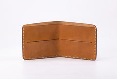 Handmade vintage black brown minimalist slim leather billfold wallet for men him - EverHandmade