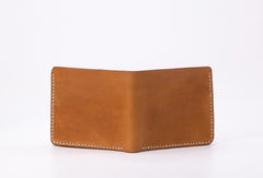 Handmade vintage black brown minimalist slim leather billfold wallet for men him - EverHandmade
