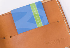 Handmade vintage black brown minimalist slim leather billfold wallet for men him - EverHandmade