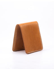 Handmade vintage black brown minimalist slim leather billfold wallet for men him - EverHandmade