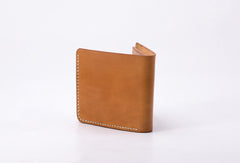 Handmade vintage black brown minimalist slim leather ID card billfold wallet for men