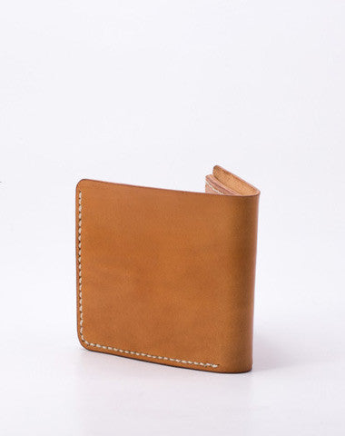 Handmade vintage black brown minimalist slim leather ID card billfold wallet for men - EverHandmade