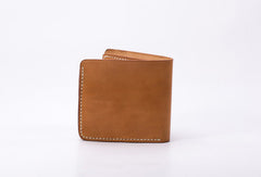 Handmade vintage black brown minimalist slim leather ID card billfold wallet for men - EverHandmade