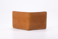 Handmade vintage black brown minimalist slim leather ID card billfold wallet for men - EverHandmade