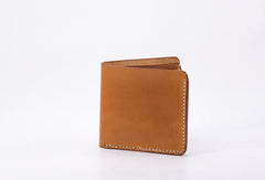 Handmade vintage black brown minimalist slim leather ID card billfold wallet for men